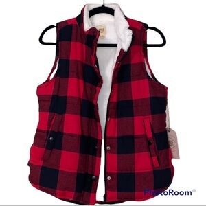 True Craft juniors medium key item puffer fest color oversized plaid red black